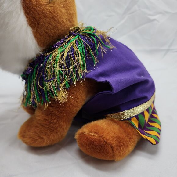 Mardi Gras Dog Dress Artisian Crafted Purple Gold Green Extra Small Puppy EUC - Picture 1 of 10